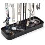 JackCubeDesign Metal 3 Tier Jewelry Display Stand Tree Organizer Necklace Holder Rack Hanger Accessory Tower with Earring Ring Tray Storage for Dresser, Vanity, Tabletop, Bedroom (Black) -MK320D