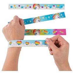 Fun Express Unicorn Metal Slap Bracelets - 12 Pieces