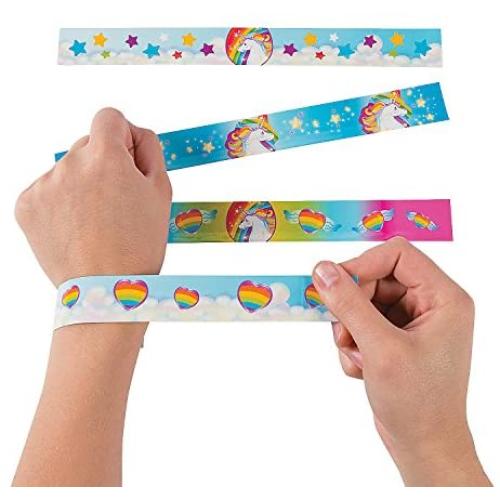 Fun Express Unicorn Metal Slap Bracelets - 12 Pieces