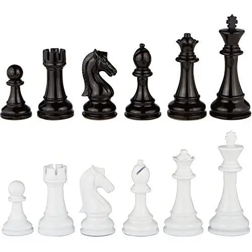 Minerva Black and White Extra Heavy Metal Chess Pieces with 4.5 Inch King and Extra Queens, Pieces Only, No Board Minerva Black and White Extra Heavy Metal Chess Pieces with 4.5 Inch King and Extra Queens, Pieces Only, No Board