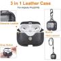 Leather Case for Airpods Pro Case with Leather Neck Lanyard Keychain, UTOPER Full Protective Portable Cover for Airpods Pro 3 Generation 2019 Shockproof Support Wireless Charging Case(Black)