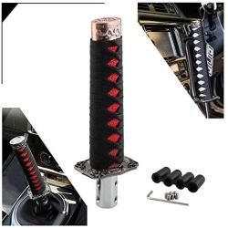 RYANSTAR Katana Shift Knob Samurai Sword Gear Shifter with 4 Adapters Universal Fit Compatible with Manual Cars Most Automatic Cars with 4 Adapters Black+Red