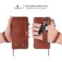 JAZ iPhone 8 Wallet Case / iPhone 7 Wallet Case - Multi-Function Wristlets Zipper Purse Detachable Magnetic 14 Card Slots Money Pocket Clutch Leather Wallet Case for Apple iPhone 8 / 7 / 6S / 6 Brown