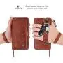 JAZ iPhone 8 Wallet Case / iPhone 7 Wallet Case - Multi-Function Wristlets Zipper Purse Detachable Magnetic 14 Card Slots Money Pocket Clutch Leather Wallet Case for Apple iPhone 8 / 7 / 6S / 6 Brown