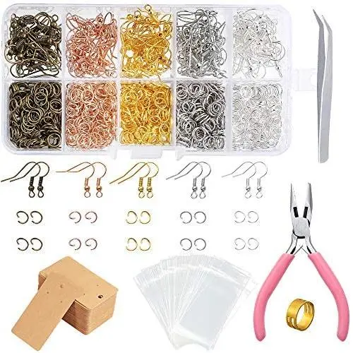 PP OPOUNT 1328 Pieces Earring Making Supplies Kit with Earring Hooks, Jump Rings, Earring Cards Holder, Pliers, Tweezers, Jump Ring Opener for Earrings Making and Repairing (Assorted Colors) PP OPOUNT 1328 Pieces Earring Making Supplies Kit with Earring Hooks, Jump Rings, Earring Cards Holder, Pliers, Tweezers, Jump Ring Opener for Earrings Making and Repairing (Assorted Colors)