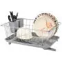 WHITGO Dish Drying Rack with Drain Board, Stainless Steel Dish Drainer Drying Rack with Utensil Holder for Kitchen Counter, Dish drain rack with One Cleaning Cloth