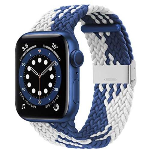 Bagoplus Compatible with Apple Watch iWatch Bands 38mm 40mm 42mm 44mm Women Men, Adjustable Braided Solo Loop Stretchable Elastics Sport Wristband for iWatch Series 6/SE/5/4/3/2/1 with Buckles