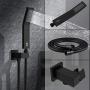 SR SUN RISE Matte Black Shower System 10 Inches Brass Bathroom Luxury Rain Mixer Shower Combo Set Wall Mounted Rainfall Shower Head System Shower Faucet Rough-in Valve Body and Trim Included