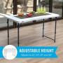 Lifetime Height Adjustable Craft Camping and Utility Folding Table, 4 ft, 4/48 x 24, White Granite
