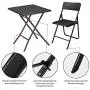 Aneken Patio Bistro Set 3 Piece, Rattan Outdoor Folding Bistro Sets of Table and Chairs, Foldable Bistro Balcony Furniture Set, Black