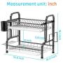 Dish Drying Rack, iSPECLE 304 Stainless Steel 2-Tier Dish Rack with Utensil Holder, Cutting Board Holder and Dish Drainer for Kitchen Counter