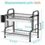 Dish Drying Rack, iSPECLE 304 Stainless Steel 2-Tier Dish Rack with Utensil Holder, Cutting Board Holder and Dish Drainer for Kitchen Counter Dish Drying Rack, iSPECLE 304 Stainless Steel 2-Tier Dish Rack with Utensil Holder, Cutting Board Holder and Dish Drainer for Kitchen Counter