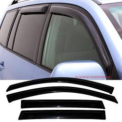 Window Visor Compatible With 2001-2007 Toyota Sequoia, Slim Style Acrylic Smoke Tinted 4PCS Sun Rain Shade Guard Wind Vent Air Deflector by IKON MOTORSPORTS, 2002 2003 2004 2005 2006
