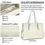 Laptop Bag for Women Waterproof Lightweight Leather 15.6 Inch Computer Tote Bag Business Office Briefcase Large Capacity Handbag Shoulder Bag Professional Office Work Bag Beige