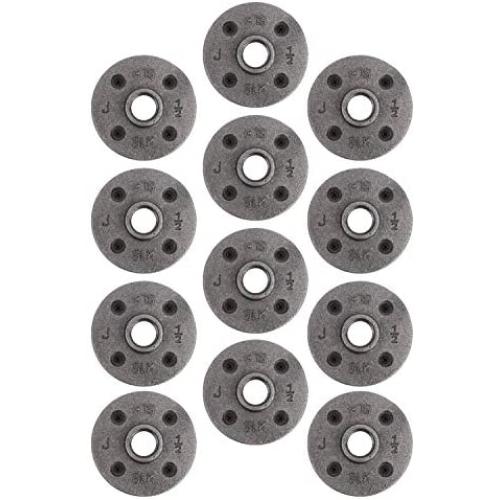 Pipe Decor 1/2'' Malleable Cast Iron Floor Flange 12 Pack, Industrial Steel Grey Fits Standard Half Inch Threaded Black Pipes and Fittings, Build Vintage DIY Furniture Shelving, Twelve Plumbing Flanges