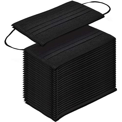 TecUnite 100 Pack Disposable Face Breathable Dust Filter Mouth Cover Masks with Elastic Ear Loop (Black), one Size