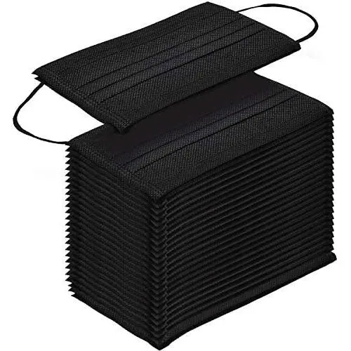 TecUnite 100 Pack Disposable Face Breathable Dust Filter Mouth Cover Masks with Elastic Ear Loop (Black), one Size