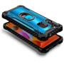 E-Began Case for Samsung Galaxy A11 with Tempered Glass Screen Protector (Full Coverage), Aluminum Magnetic Metal Built-in Ring Holder, Full-Body Protective Shockproof Military Case -Blue