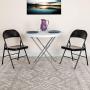 LIVING TRENDS Marvelius Series Double Braced Black Metal Folding Chair
