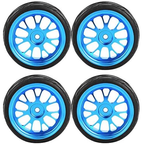 Drfeify RC Truck Wheel Tire, Blue Metal RC Tires Wheel Tyres Upgrade Parts for WL 1/18 A959 A979 A969 RC Crawler Car