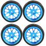 Drfeify RC Truck Wheel Tire, Blue Metal RC Tires Wheel Tyres Upgrade Parts for WL 1/18 A959 A979 A969 RC Crawler Car