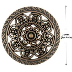 Bezelry 12 Pieces Lacework Filigree Antique Copper Metal Shank Buttons. 21mm (3/4 inch)