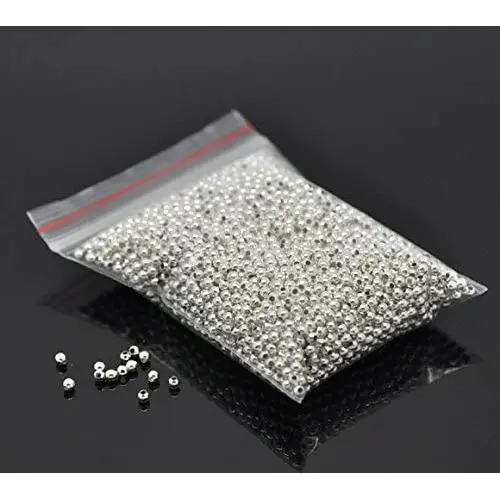 Smooth Polished Finish Metal Spacer Round Beads Tiny Ball Beads for Jewelry Making 3000pcs 2mm Silver Smooth Polished Finish Metal Spacer Round Beads Tiny Ball Beads for Jewelry Making 3000pcs 2mm Silver