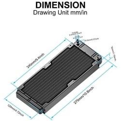 Clyxgs Water Cooling Radiator, 12 Pipe Aluminum Heat Exchanger Cooling Water Drain Row with Fan Radiator for Computer PC CPU CO2 Laser Water Cool System