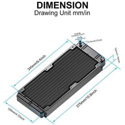 Clyxgs Water Cooling Radiator, 12 Pipe Aluminum Heat Exchanger Cooling Water Drain Row with Fan Radiator for Computer PC CPU CO2 Laser Water Cool System