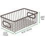 mDesign Metal Bathroom Storage Organizer Basket Bin - Modern Wire Grid Design - for Organization in Cabinets, Shelves, Closets, Vanity Countertops, Bedrooms, Under Sinks - Small Wide - Bronze