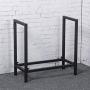 MBQQ Industrial Rustic 24'' Firewood Log Rack for Home Fire Place Decoration,Indoor Outdoor Wrought Iron Firewood Holders,Lumber Storage Stacking,Metal Firewood Racks,Black