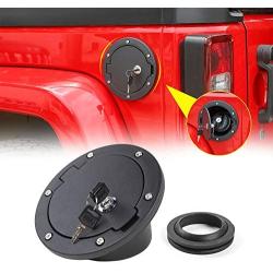 RT-TCZ Locking Gas Cap Cover Fuel Filler Tank Door Accessories for 2007-2017 Jeep Wrangler JK & Unlimited Sport Rubicon Sahara