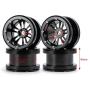 Que-T 4pcs/Set RC Beadlock Wheel Rims, 2.2'' Metal Wheel Hub for 1/10 Axial Wraith TRX4 D90 SCX10 Car (Black)