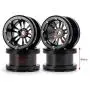 Que-T 4pcs/Set RC Beadlock Wheel Rims, 2.2'' Metal Wheel Hub for 1/10 Axial Wraith TRX4 D90 SCX10 Car (Black)