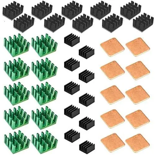 Easycargo 30pcs Raspberry Pi Heatsink Kit Aluminum + Copper + 3M 8810 Thermal Conductive Adhesive Tape for Cooling Cooler Raspberry Pi 4, 3B+, 3B, Pi 2, Pi Model B+ (Green (30pcs)) Easycargo 30pcs Raspberry Pi Heatsink Kit Aluminum + Copper + 3M 8810 Thermal Conductive Adhesive Tape for Cooling Cooler Raspberry Pi 4, 3B+, 3B, Pi 2, Pi Model B+ (Green (30pcs))