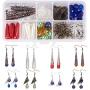SUNNYCLUE 1 Box DIY 12 Pair Vintage Mixed Iron Long Filigree Cone Bead Caps Earring Making Starter Kit Exclusive Jewelry Kit，Instruction