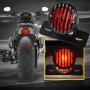 KATUR 1PCS Motofans Black Round Metal Motorcycle Tail Brake Light for Harley Bobber Chopper Custom April IA Mana