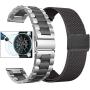 Valkit Compatible with Samsung Galaxy Watch 42mm/Galaxy Watch 3 41mm/Active 2 40mm 44mm Watch Band, 2 Pack 20mm Stainless Steel Solid Wristbands for Galaxy Watch 3 41mm/Garmin Vivoactive 3/Ticwatch E