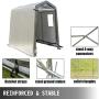 Happybuy Portable Storage Shed 6x8x7.8 ft, Shed in A Box with Roll up Door, Storage Shelter Logic Portable Garage Shelter Steel Metal Peak Roof Grey for Motorcycle Garden Patio Storage
