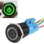 ESUPPORT Black 16mm 12V 3A Power Symbol Angel Eye Halo Car Green LED Light Metal Push Button Toggle Switch Socket Plug Wire