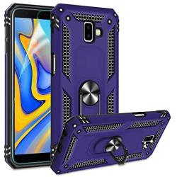 Galaxy J6 Plus Phone Case,Samsung Galaxy J6 Prime Case,Samsung Galaxy J6+ Case with HD Screen Protector, Gritup 360 Degree Rotating Metal Ring Holder Kickstand Phone Case for Galaxy J6 Plus Purple