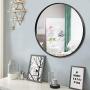 PexFix Wall Round Mirror 30 Modern Brushed Metal Frame Circle Wall-Mounted Decorative Mirror for Bedroom, Vanity Washrooms, Living Room & Entryway (Black)