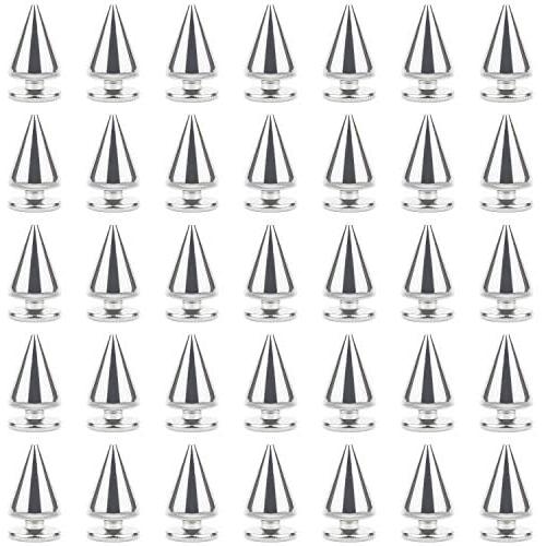 Favordrory 7mmx10mm Silver Bullet Cone Spike and Stud Metal Screw Back for DIY Leather Crafts