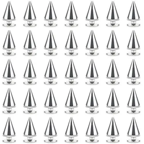 Favordrory 7mmx10mm Silver Bullet Cone Spike and Stud Metal Screw Back for DIY Leather Crafts