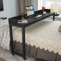 Tribesigns Overbed Table with Wheels, Unadjustable Queen Size Mobile Desk with Heavy-Duty Metal Legs, Height Cant Adjust (Black)