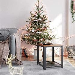 VASAGLE Industrial End Table, 2-Tier Side Table with Storage Shelf, Sturdy, Easy Assembly, Wood Look Accent Furniture, with Metal Frame, Rustic Brown ULET41X