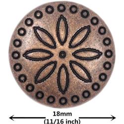 Bezelry 12 Pieces Simple Flower Carving Metal Shank Buttons 18mm (11/16 inch) (Antique Copper)