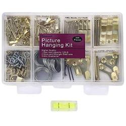 Picture Hangers, Quality Picture Hanging Kit, 225pcs Heavy Duty Frame Hooks Hardware with Nails, Hanging Wire, Screw Eyes, D Ring and Sawtooth for Wall Mounting