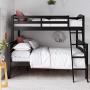 Dorel Living Brady Solid Wood Bunk Beds Twin Over Full with Ladder and Guard Rail, Black