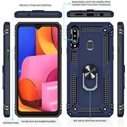 Galaxy A20S Case (Not Fit Galaxy A20/A20E) with HD Screen Protector, Gritup [Military Grade] 360 Degree Rotating Metal Ring Holder Kickstand Armor Bracket Cover Phone Case for Samsung A20S Blue